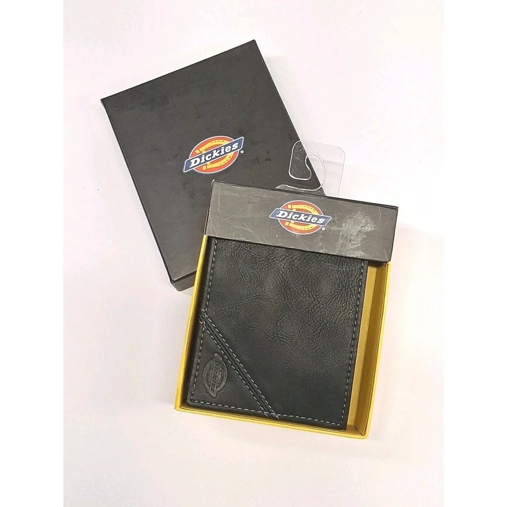 Dickies Black w/ Gray Stitching Bifold Men's Wallet NIB - Soft, Sleek Look